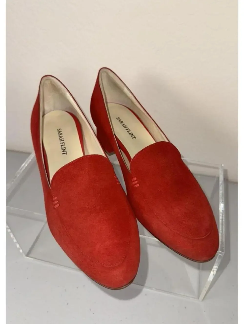 $475 NWOB Sarah Flint Rosie Loafers Flats Red Suede Shoes Size 36 EU 6 US Italy